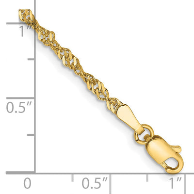 14K Singapore with Lobster Clasp Chain, 7 x 2mm