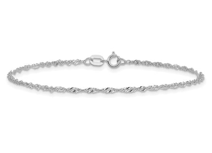14K white gold singapore link anklet, another view