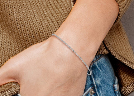 14K white gold singapore link anklet, further view