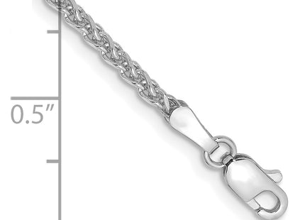 14K White Gold Diamond-cut Spiga with Lobster Clasp Bracelet, 1 x 2.1mm