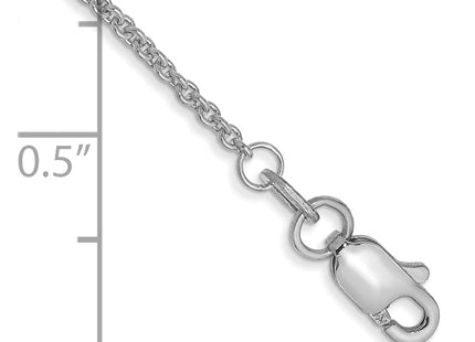 14K White Gold Round Open Link Cable with Lobster Clasp Anklet, 9 x 1.4mm