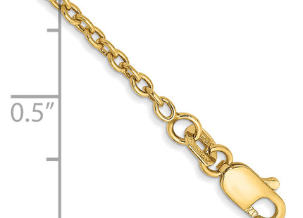 14K Forzantine Cable with Lobster Clasp Anklet, 9 x 1.8mm