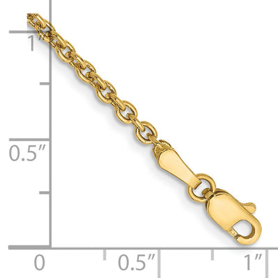 14K Forzantine Cable with Lobster Clasp Anklet, 9 x 2.2mm
