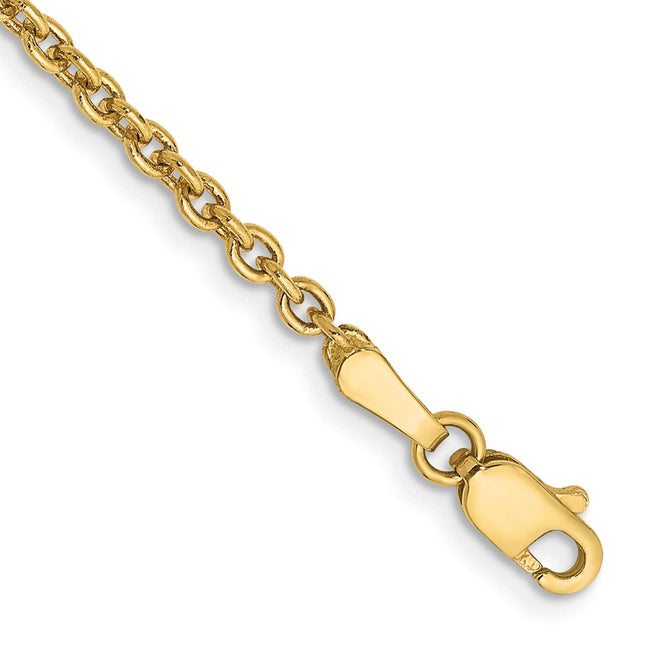 14K Forzantine Cable with Lobster Clasp Anklet, 9 x 2.2mm
