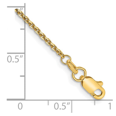 14K Solid Diamond-cut Cable with Lobster Clasp Anklet, 9 x 1.45mm