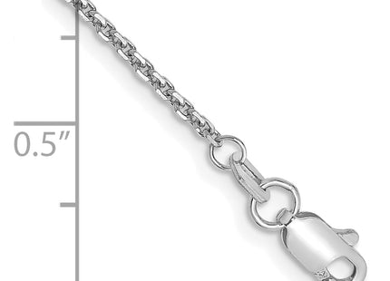 14K White Gold Diamond-cut Cable with Lobster Clasp Anklet, 9 x 1.45mm