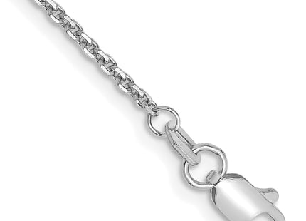 14K White Gold Diamond-cut Cable with Lobster Clasp Anklet, 9 x 1.45mm