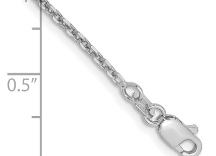 14K White Gold Diamond-cut Cable with Lobster Clasp Anklet, 9 x 1.65mm