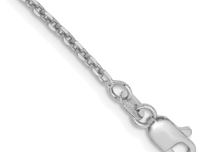 14K White Gold Diamond-cut Cable with Lobster Clasp Anklet, 9 x 1.65mm
