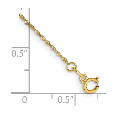14K Singapore with Spring Ring Clasp Chain, 6 x 1mm