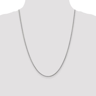 14K White Gold Forzantine Cable with Lobster Clasp Chain (Style PEN189-24)
