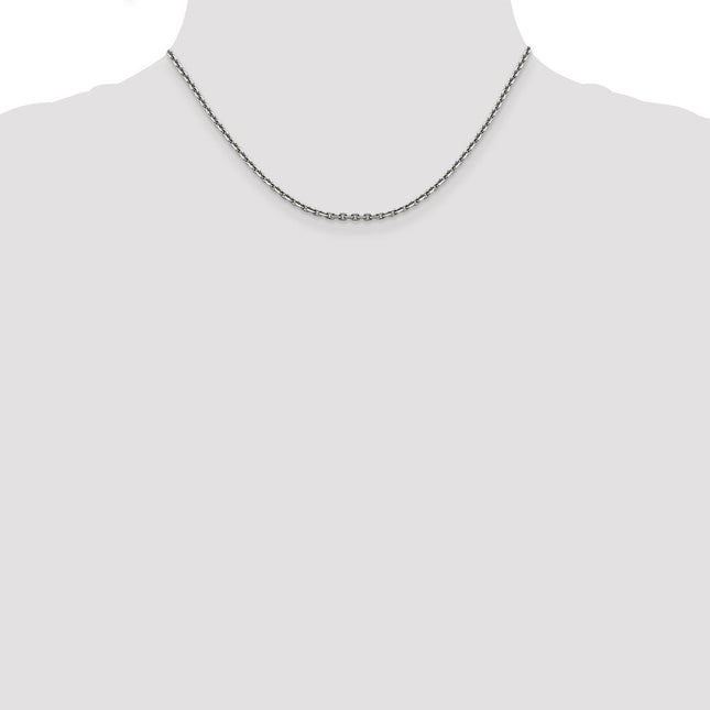 14K White Gold Diamond-cut Cable with Lobster Clasp Chain, 16 x 2.5mm