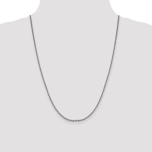 14K White Gold Diamond-cut Cable with Lobster Clasp Chain (Style PEN194-24)