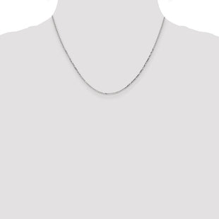 14K White Gold Diamond-cut Round Open Link Cable with Lobster Clasp Chain (Style PEN197-18)