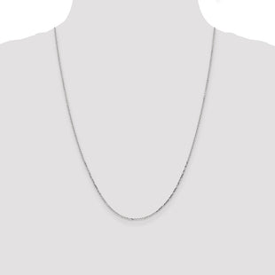 14K White Gold Diamond-cut Round Open Link Cable with Lobster Clasp Chain (Style PEN197-24)