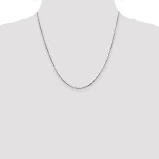 14K White Gold Diamond-cut Round Open Link Cable with Lobster Clasp Chain (Style PEN198-20)