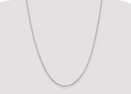 14K White Gold Diamond-cut Round Open Link Cable with Lobster Clasp Chain (Style PEN198-24)