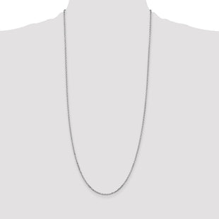 14K White Gold Diamond-cut Round Open Link Cable with Lobster Clasp Chain (Style PEN198-30)