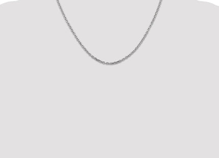 14K White Gold Diamond-cut Round Open Link Cable with Lobster Clasp Chain (Style PEN199-20)