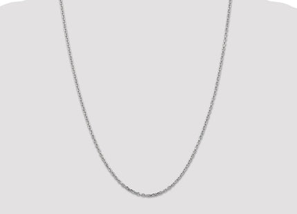 14K White Gold Diamond-cut Round Open Link Cable with Lobster Clasp Chain (Style PEN199-24)