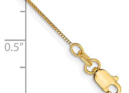 14K . Box with Lobster Clasp Anklet, 10 x 0.5mm