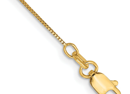 14K . Box with Lobster Clasp Anklet, 10 x 0.5mm