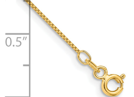 14K . Box with Spring Ring Clasp Anklet, 10 x 0.7mm