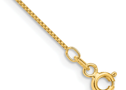 14K . Box with Spring Ring Clasp Anklet, 10 x 0.7mm