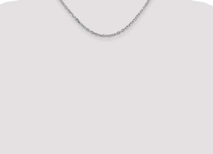 14K White Gold Diamond-cut Round Open Link Cable with Lobster Clasp Chain (Style PEN200-16)
