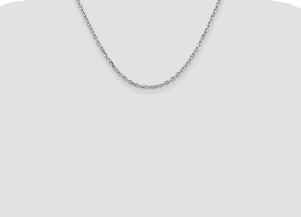 14K White Gold Diamond-cut Round Open Link Cable with Lobster Clasp Chain (Style PEN200-18)