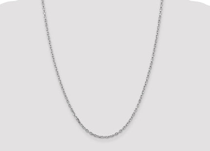 14K White Gold Diamond-cut Round Open Link Cable with Lobster Clasp Chain (Style PEN200-24)