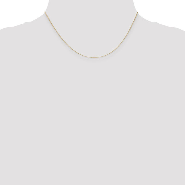 14K Diamond-cut Round Open Link Cable with Lobster Clasp Chain, 16 x 0.65mm