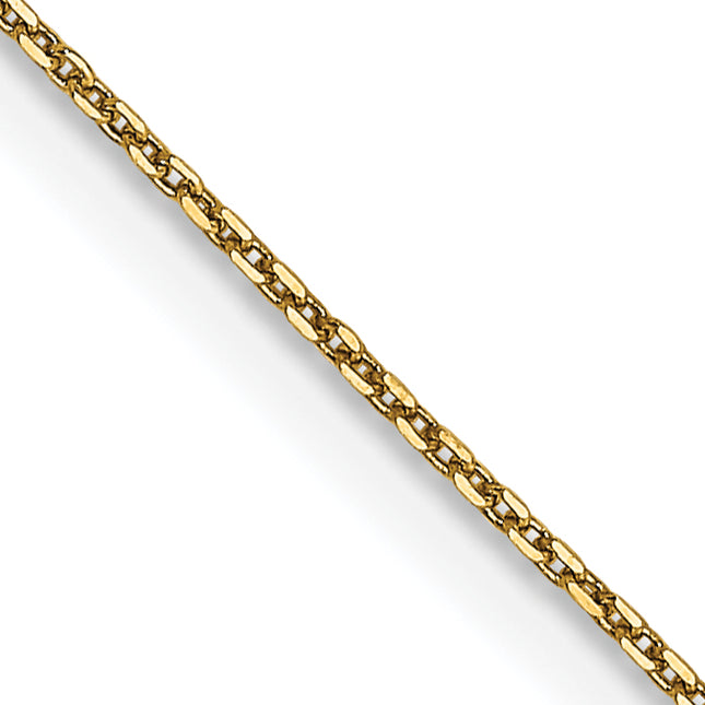 14K Diamond-cut Round Open Link Cable with Lobster Clasp Chain, 16 x 0.65mm