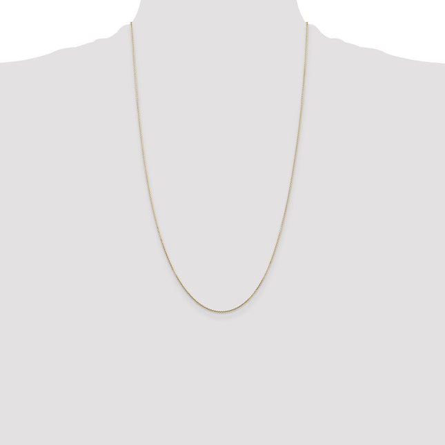 14K Diamond-cut Round Open Link Cable with Lobster Clasp Anklet, 10 x 0.8mm