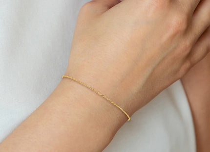 14K Diamond-cut Round Open Link Cable with Lobster Clasp Anklet (Style PEN203-10)