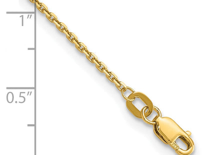 14K Diamond-cut Round Open Link Cable with Lobster Clasp Anklet (Style PEN203-10)