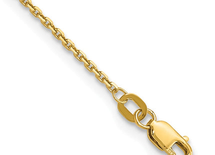 14K Diamond-cut Round Open Link Cable with Lobster Clasp Anklet (Style PEN203-10)