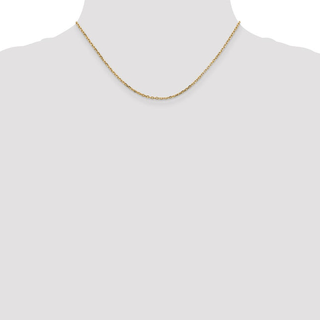 14K Diamond-cut Round Open Link Cable with Lobster Clasp Chain, 16 x 1.8mm