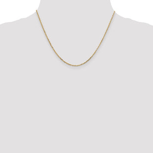14K Diamond-cut Round Open Link Cable with Lobster Clasp Chain (Style PEN204-18)