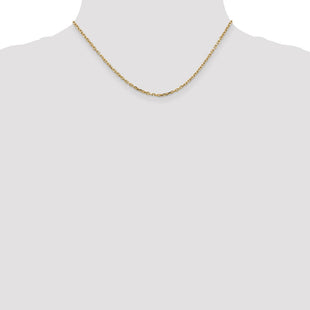 14K Diamond-cut Round Open Link Cable with Lobster Clasp Chain (Style PEN205-16)