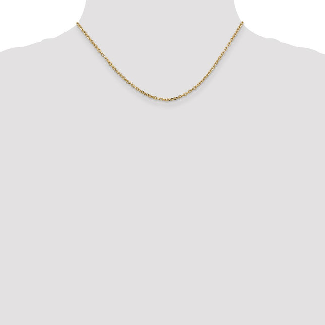 14K Diamond-cut Round Open Link Cable with Lobster Clasp Chain, 16 x 2.2mm