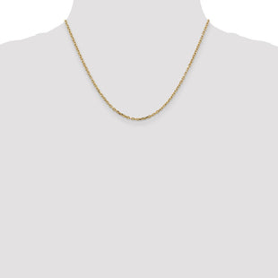 14K Diamond-cut Round Open Link Cable with Lobster Clasp Chain (Style PEN205-18)