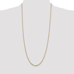 14K Diamond-cut Round Open Link Cable with Lobster Clasp Chain (Style PEN205-30)
