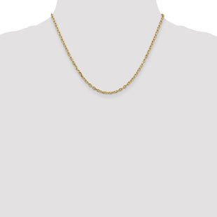 14K Diamond-cut Round Open Link Cable with Lobster Clasp Chain (Style PEN206-18)