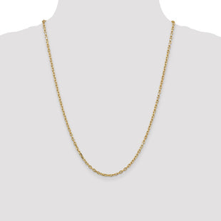14K Diamond-cut Round Open Link Cable with Lobster Clasp Chain (Style PEN206-24)