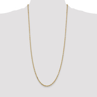 14K Diamond-cut Round Open Link Cable with Lobster Clasp Chain (Style PEN206-30)