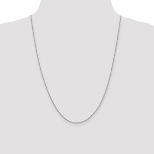 14K White Gold Round Open Link Cable with Lobster Clasp Chain (Style PEN209-24)