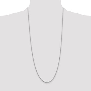 14K White Gold Round Open Link Cable with Lobster Clasp Chain (Style PEN210-30)