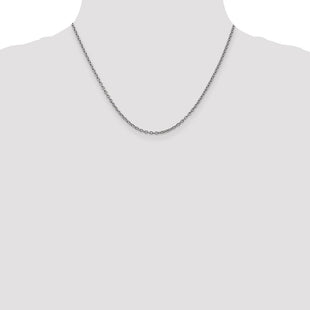 14K White Gold Round Open Link Cable with Lobster Clasp Chain (Style PEN211-18)