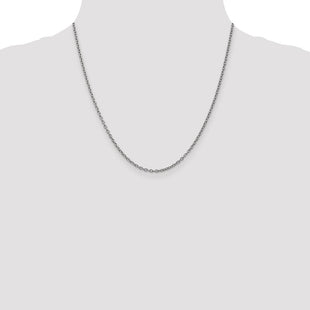 14K White Gold Round Open Link Cable with Lobster Clasp Chain (Style PEN211-20)